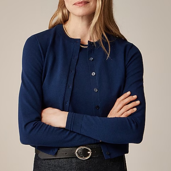 J. Crew New Jackie Cardigan in Premium Ultra-fine Cotton Blend Dark Evening NWT - Picture 1 of 8